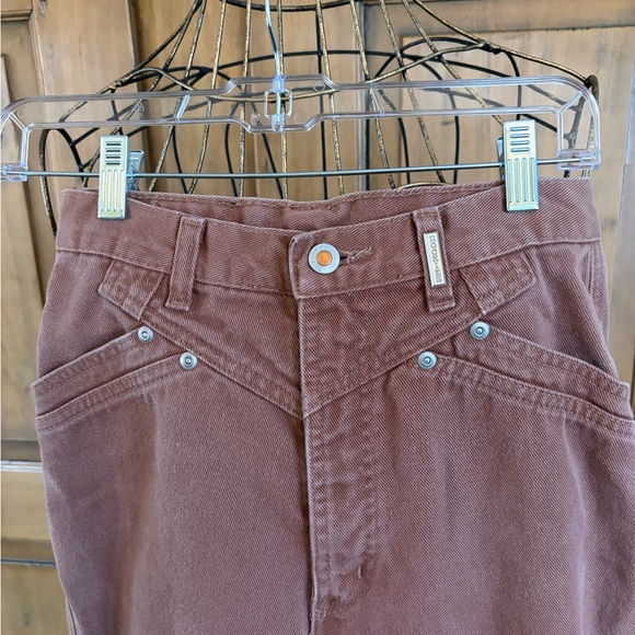 VINTAGE Rockies 26 Long Rust Color High-Waisted Bare Back Denim Jeans USA Made